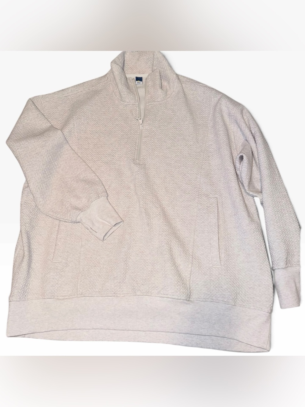 Old Navy Men's Dynamic Fleece Light Beige Quarter-Zip Sweater